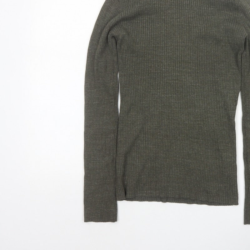 Fat Face Women’s Grey Size 8 Ribbed Crew Neck Slim Jumper