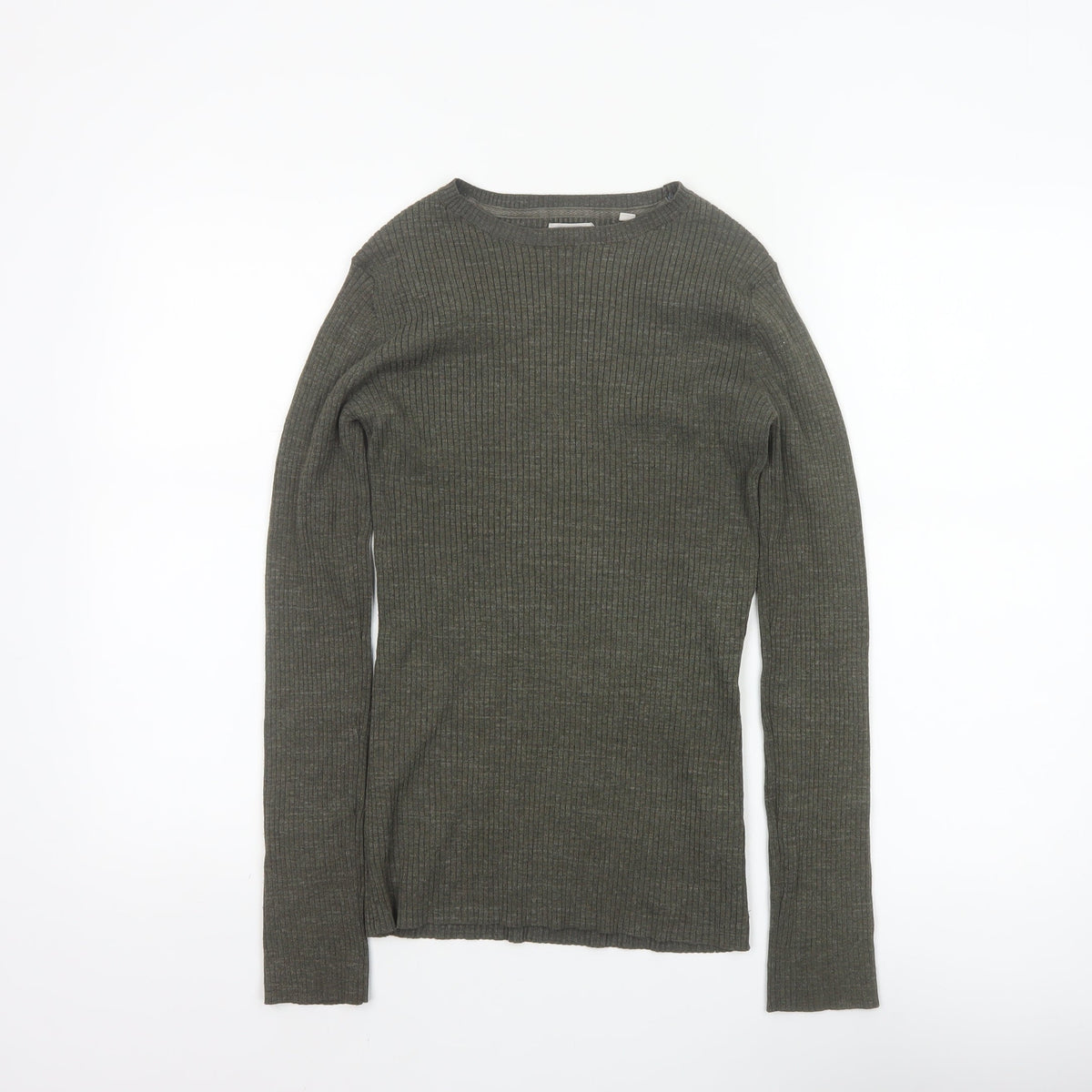 Fat Face Women’s Grey Size 8 Ribbed Crew Neck Slim Jumper