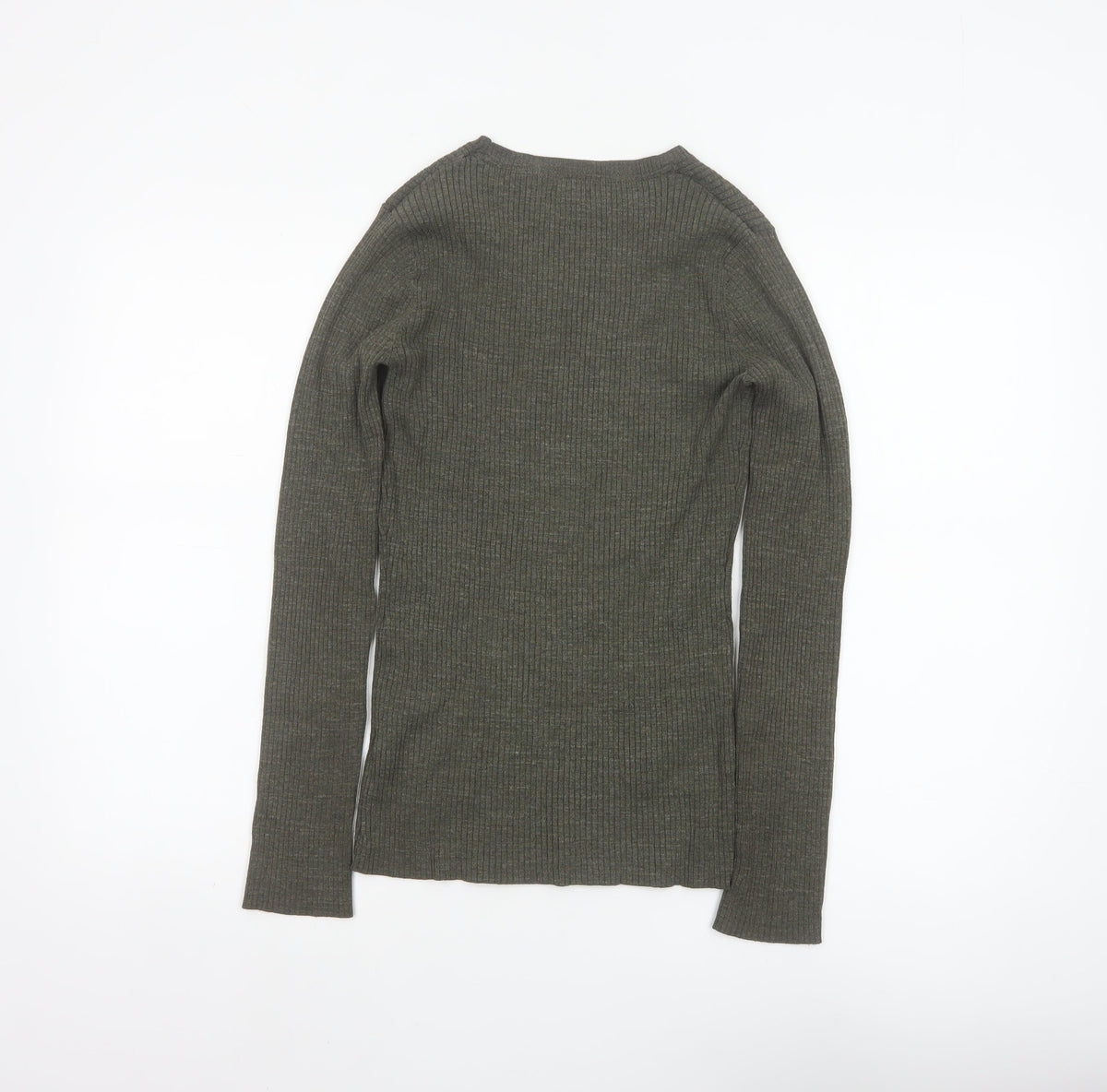 Fat Face Women’s Grey Size 8 Ribbed Crew Neck Slim Jumper