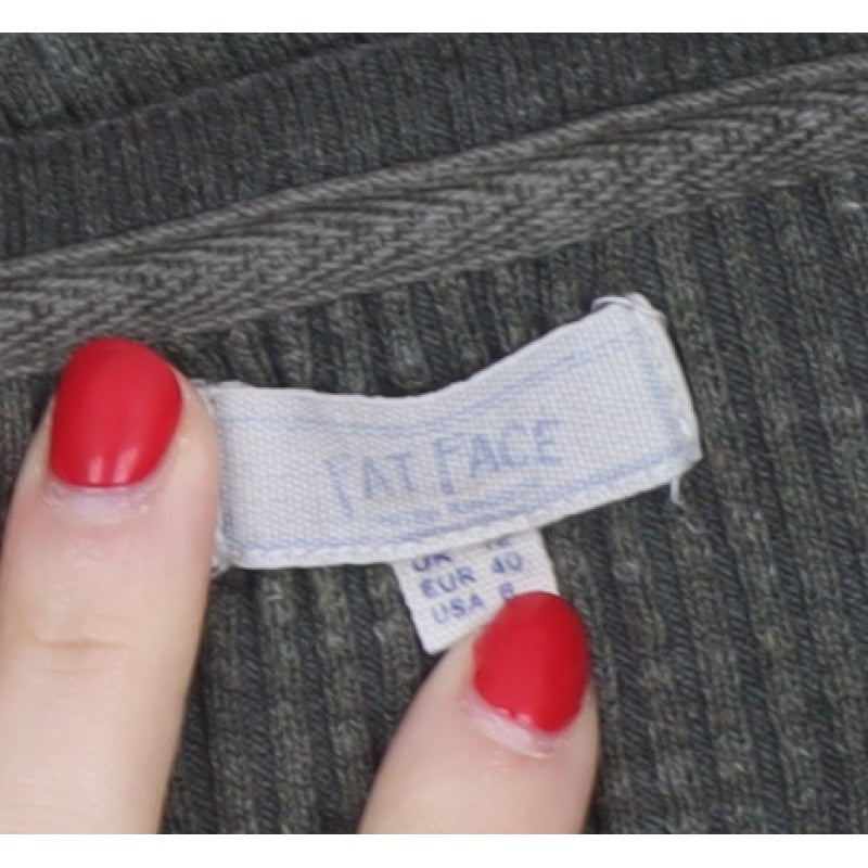 Fat Face Women’s Grey Size 8 Ribbed Crew Neck Slim Jumper