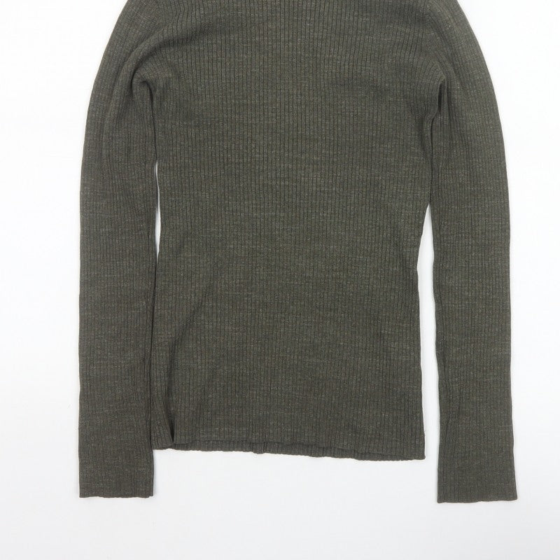 Fat Face Women’s Grey Size 8 Ribbed Crew Neck Slim Jumper