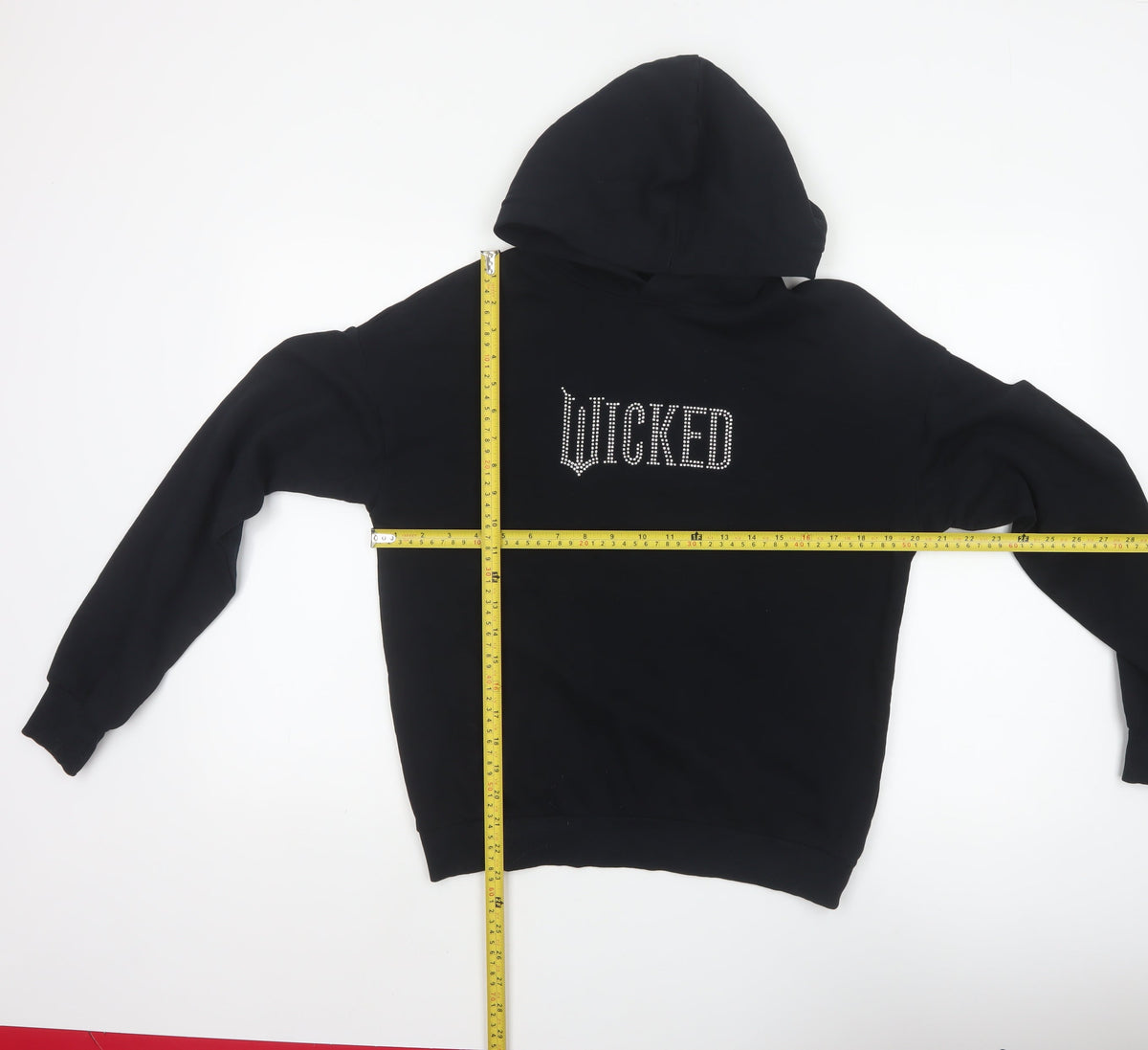 H&M Girls Black 13-14 Years Wicked Rhinestone Pullover Hoodie