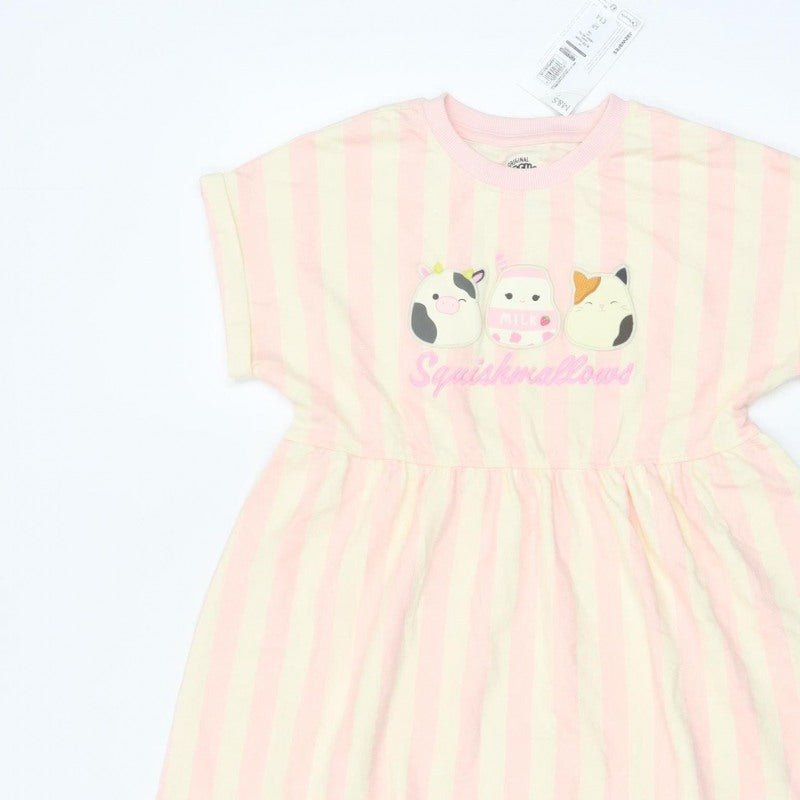 M&S Girls Pink Squishmallows Striped Skater Dress 9-10 Years NWT
