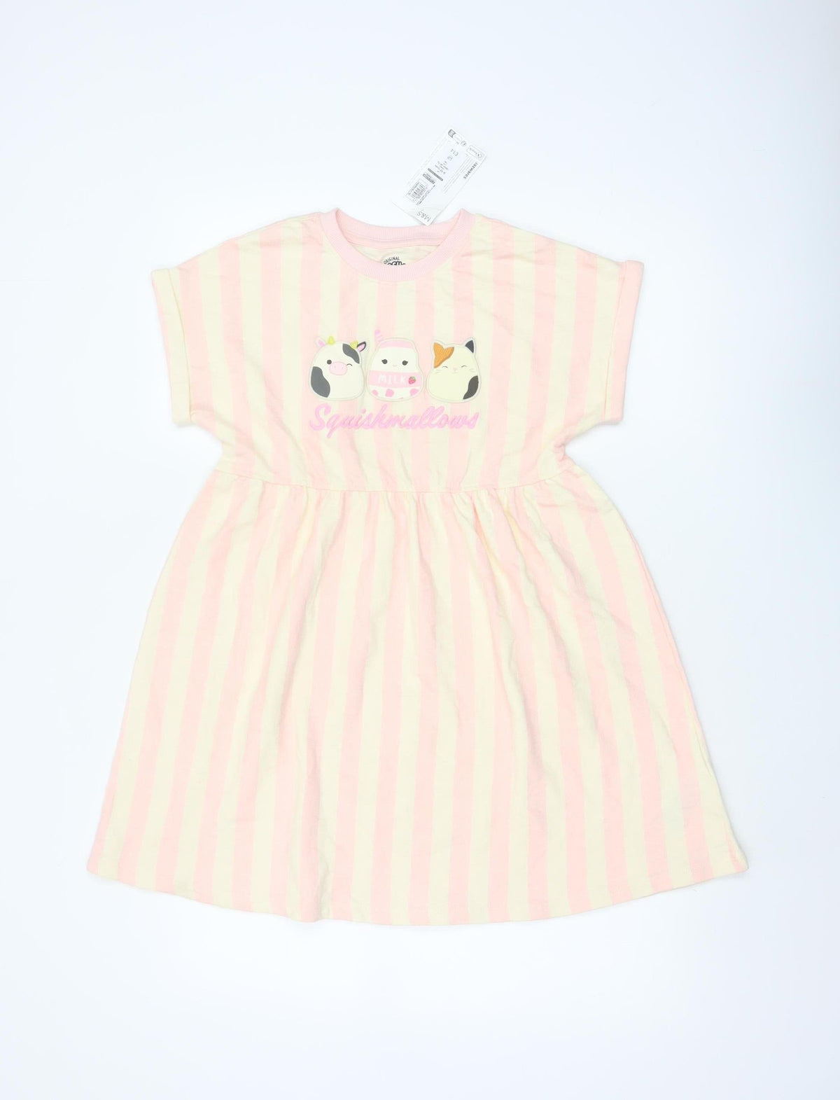 M&S Girls Pink Squishmallows Striped Skater Dress 9-10 Years NWT