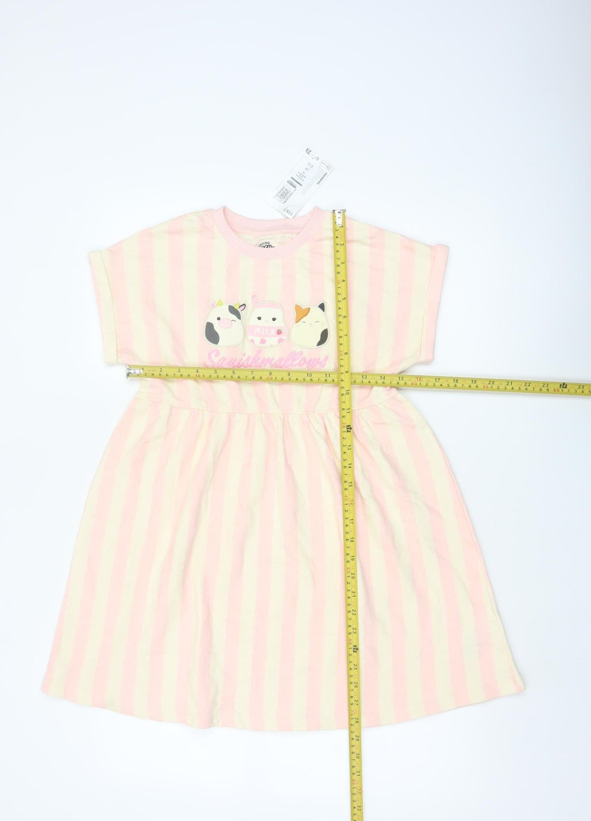 M&S Girls Pink Squishmallows Striped Skater Dress 9-10 Years NWT