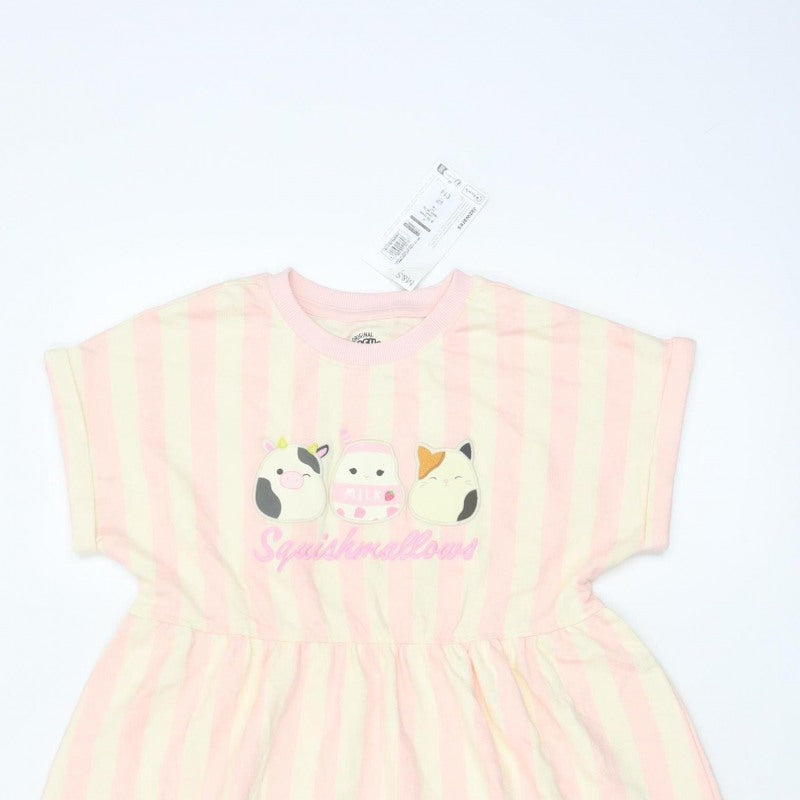 M&S Girls Pink Squishmallows Striped Skater Dress 9-10 Years NWT