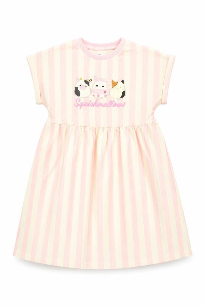 M&S Girls Pink Squishmallows Striped Skater Dress 9-10 Years NWT