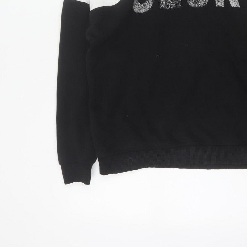 Closure London Unisex Black White Colourblock Logo Pullover Hoodie UK 14