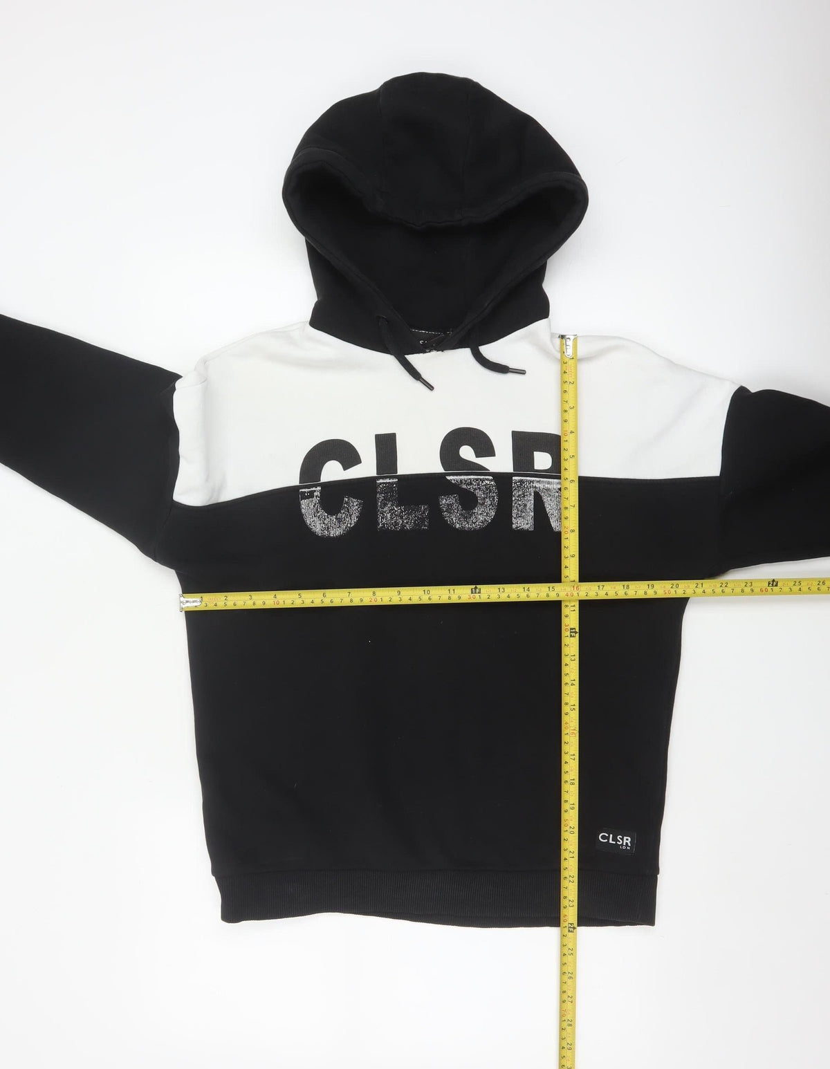 Closure London Unisex Black White Colourblock Logo Pullover Hoodie UK 14