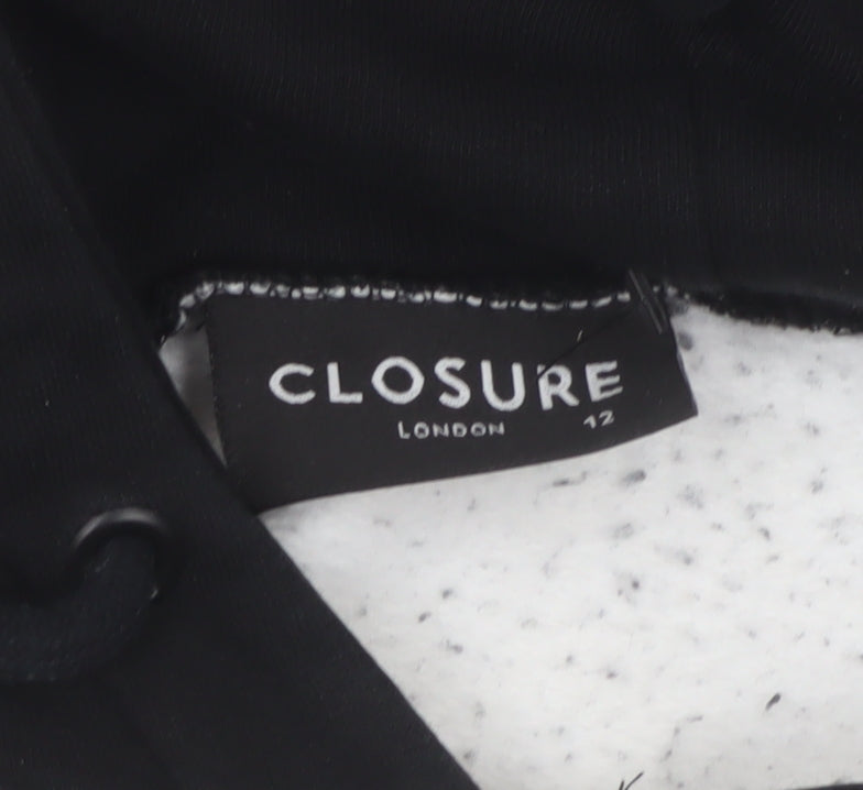 Closure London Unisex Black White Colourblock Logo Pullover Hoodie UK 14