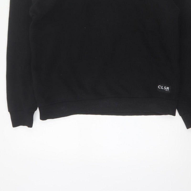 Closure London Unisex Black White Colourblock Logo Pullover Hoodie UK 14