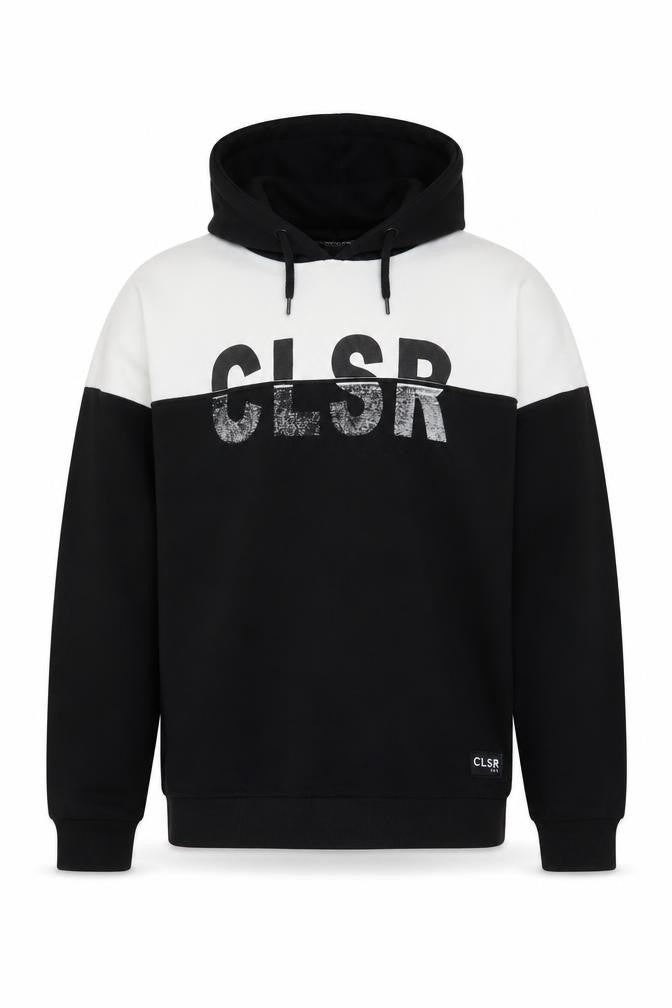 Closure London Unisex Black White Colourblock Logo Pullover Hoodie UK 14