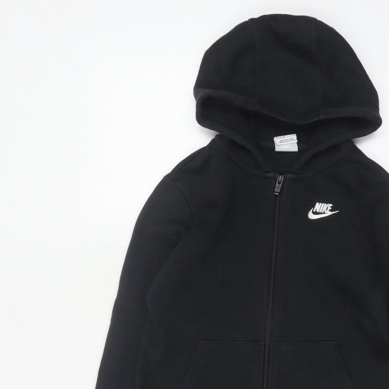 Nike Boys Black 10-11 Years Full Zip Hooded Logo Hoodie