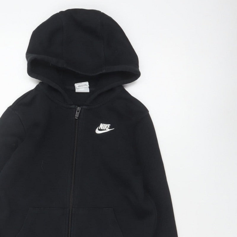 Nike Boys Black 10-11 Years Full Zip Hooded Logo Hoodie