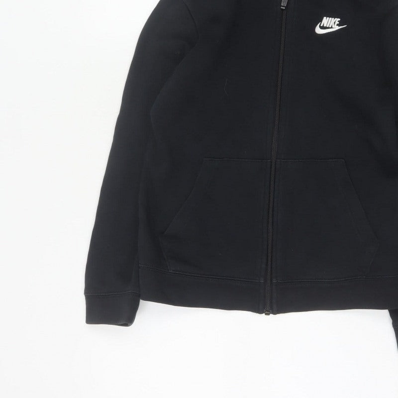 Nike Boys Black 10-11 Years Full Zip Hooded Logo Hoodie