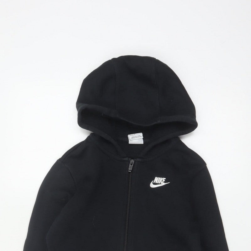 Nike Boys Black 10-11 Years Full Zip Hooded Logo Hoodie