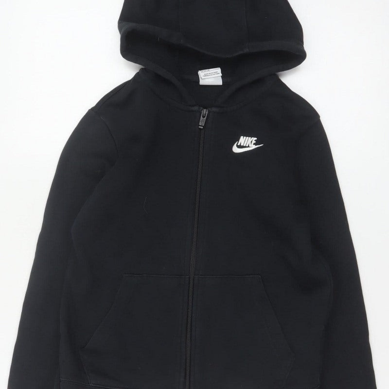 Nike Boys Black 10-11 Years Full Zip Hooded Logo Hoodie