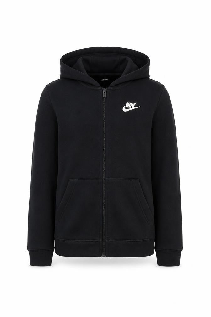 Nike Boys Black 10-11 Years Full Zip Hooded Logo Hoodie