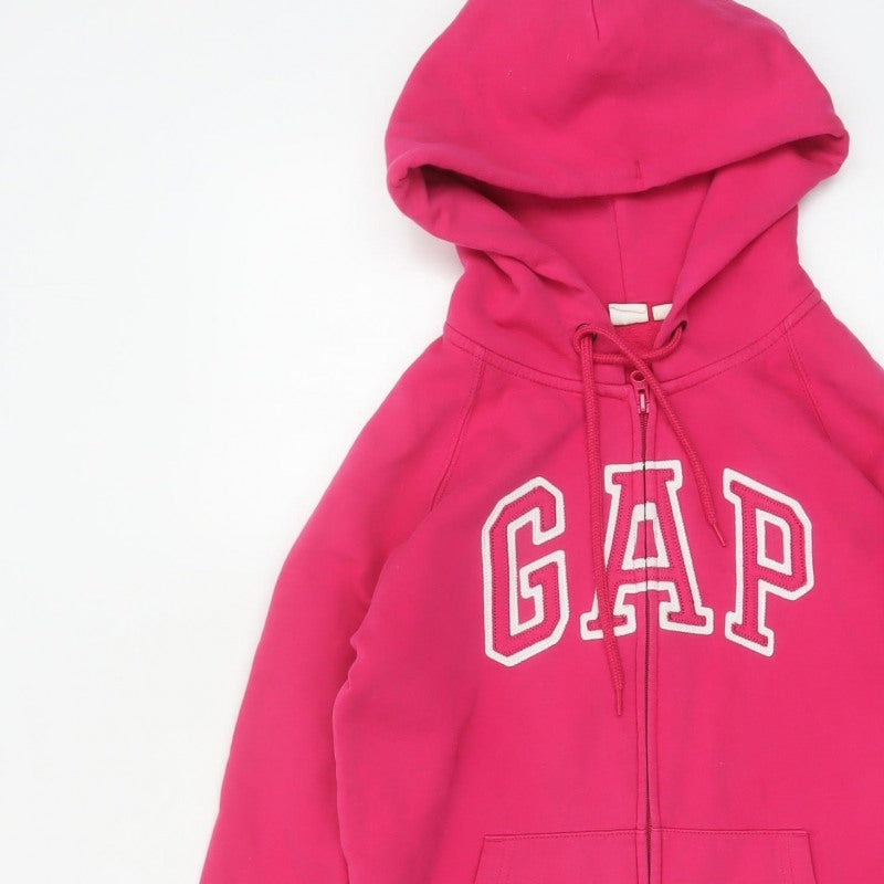 GAP Women Pink S Full Zip Hooded Logo Fleece Sweatshirt