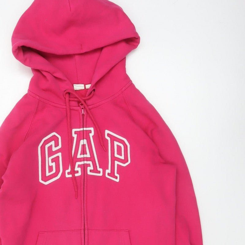 GAP Women Pink S Full Zip Hooded Logo Fleece Sweatshirt