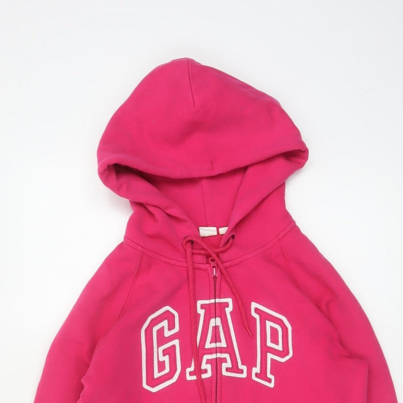 GAP Women Pink S Full Zip Hooded Logo Fleece Sweatshirt