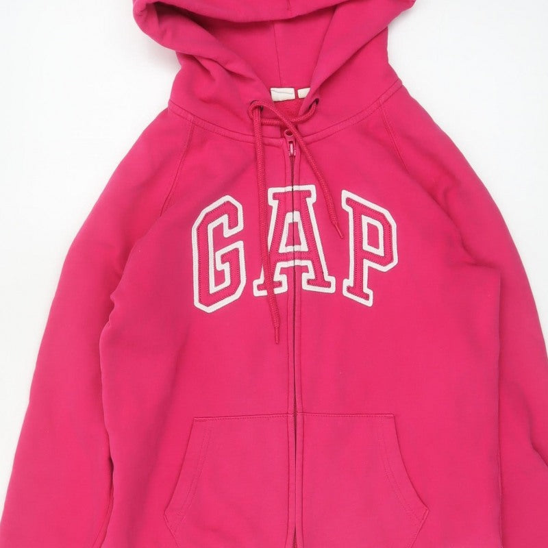 GAP Women Pink S Full Zip Hooded Logo Fleece Sweatshirt