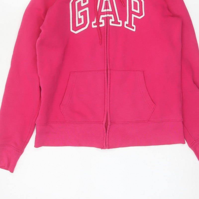 GAP Women Pink S Full Zip Hooded Logo Fleece Sweatshirt
