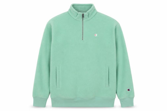 Champion Men’s Green M 1/4 Zip Fleece Sweatshirt Logo Pockets