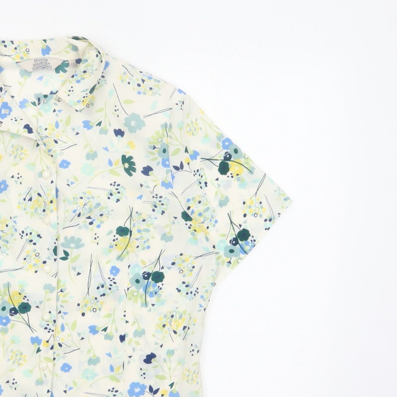Honor Millburn Women’s Multicoloured Floral Button-Up Blouse Size 12