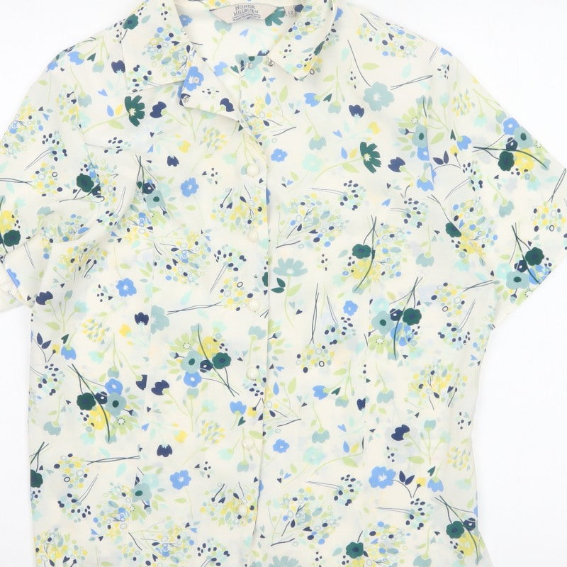 Honor Millburn Women’s Multicoloured Floral Button-Up Blouse Size 12