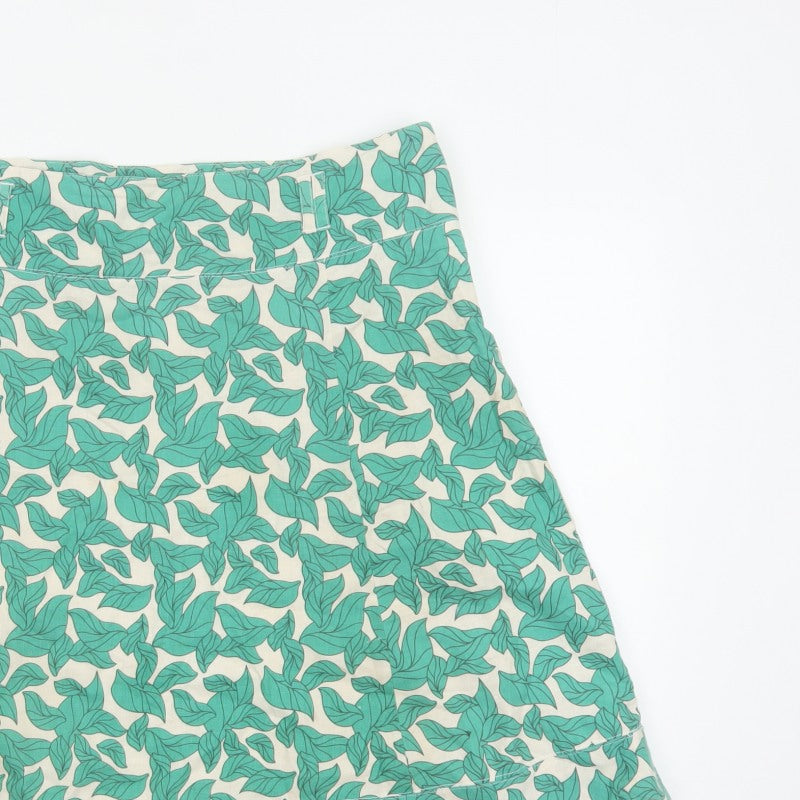 Vero Moda Women Green Leaf Print A-Line Mini Skirt UK 14