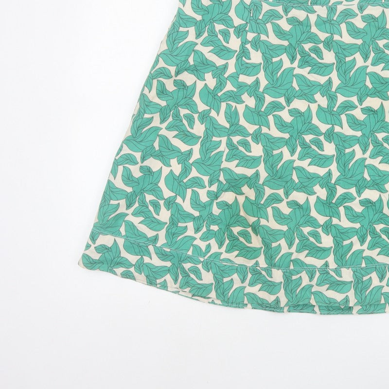 Vero Moda Women Green Leaf Print A-Line Mini Skirt UK 14