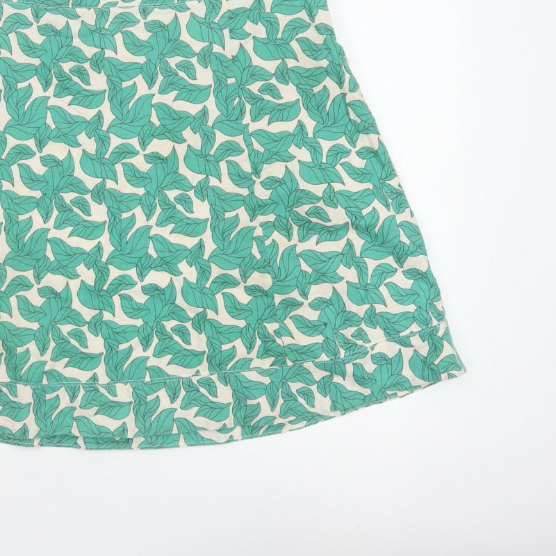 Vero Moda Women Green Leaf Print A-Line Mini Skirt UK 14