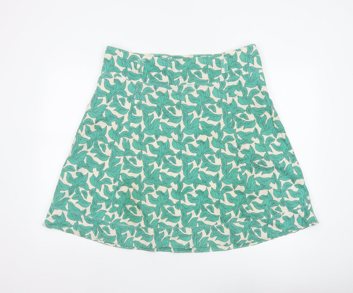Vero Moda Women Green Leaf Print A-Line Mini Skirt UK 14