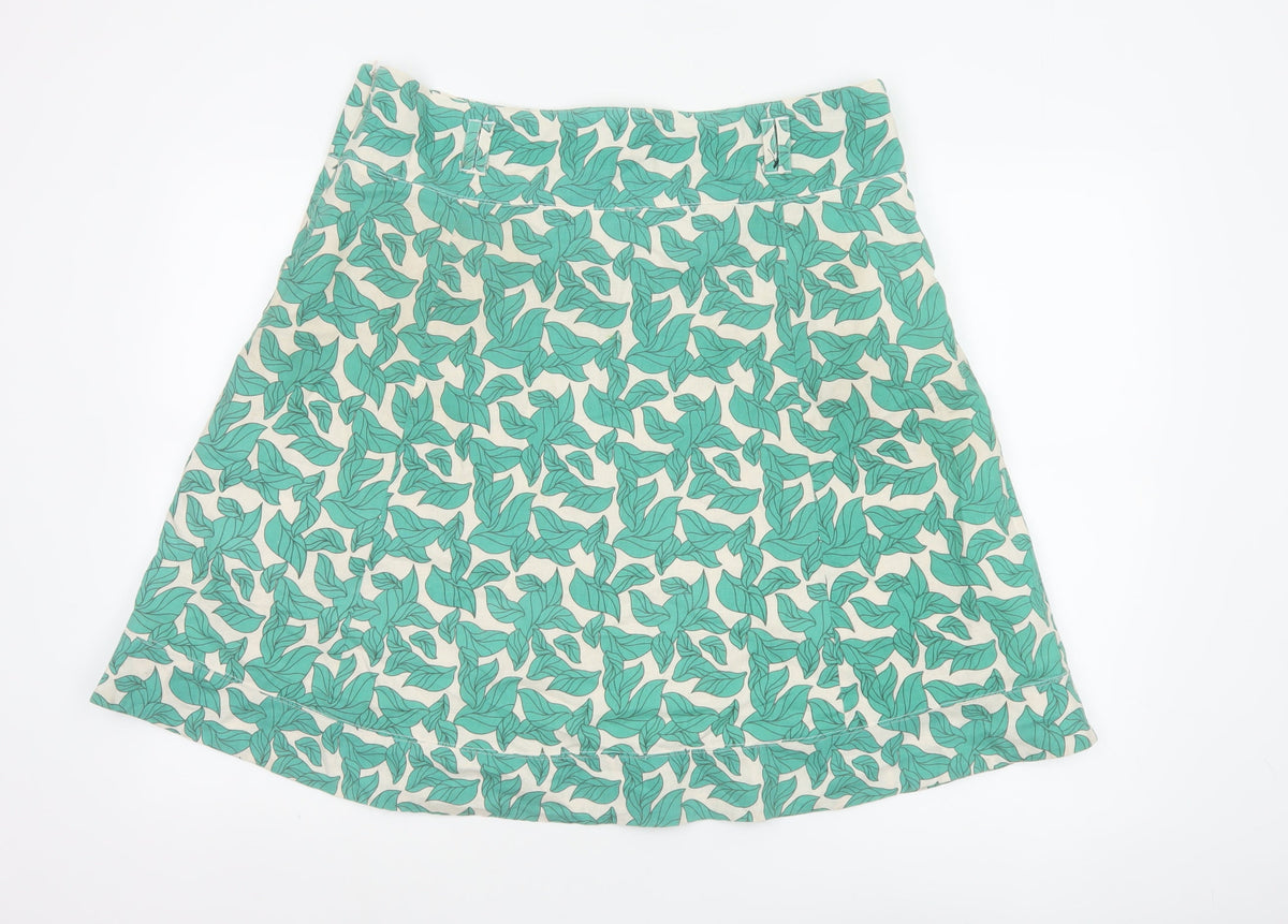 Vero Moda Women Green Leaf Print A-Line Mini Skirt UK 14
