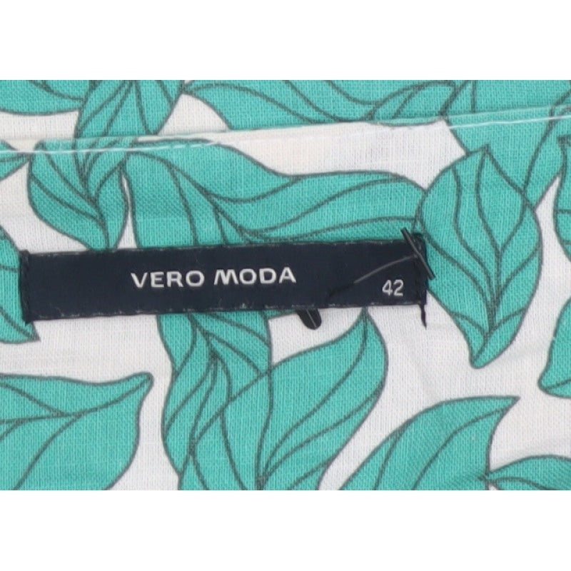 Vero Moda Women Green Leaf Print A-Line Mini Skirt UK 14