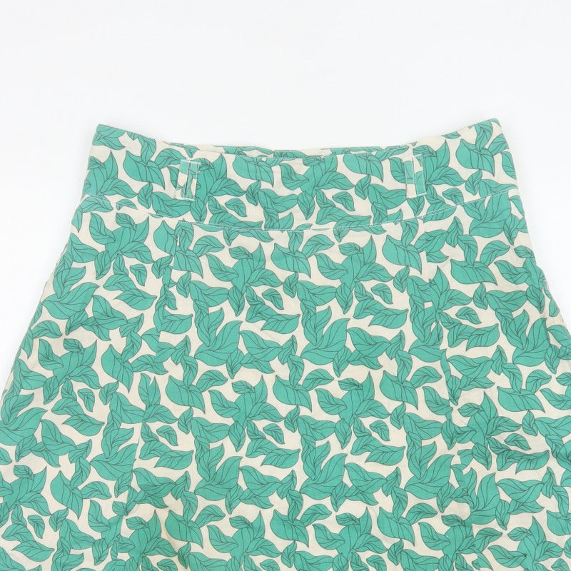 Vero Moda Women Green Leaf Print A-Line Mini Skirt UK 14