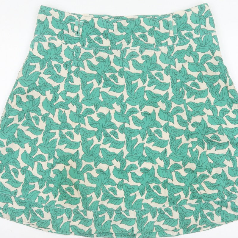 Vero Moda Women Green Leaf Print A-Line Mini Skirt UK 14