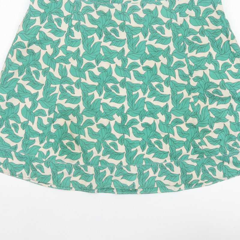 Vero Moda Women Green Leaf Print A-Line Mini Skirt UK 14