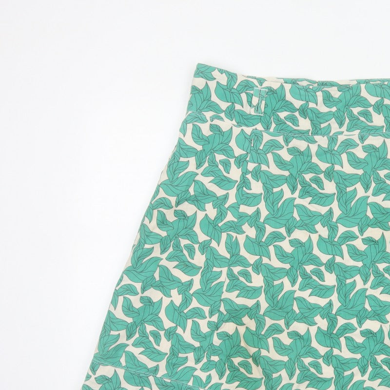 Vero Moda Women Green Leaf Print A-Line Mini Skirt UK 14