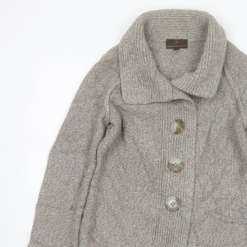 Fenn Wright Manson Women Beige Size 10 Chunky Knit Cowl Cardigan