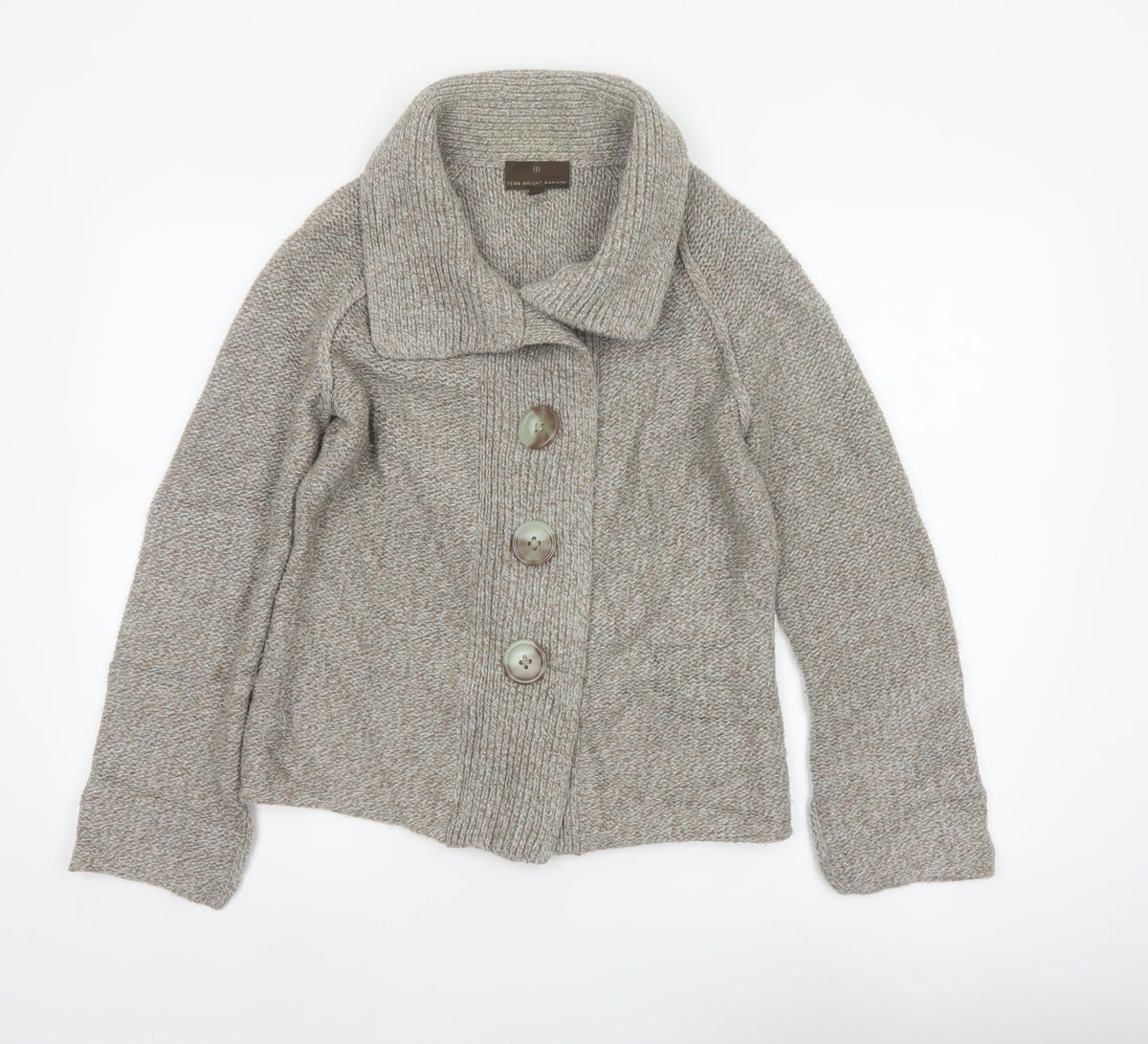 Fenn Wright Manson Women Beige Size 10 Chunky Knit Cowl Cardigan