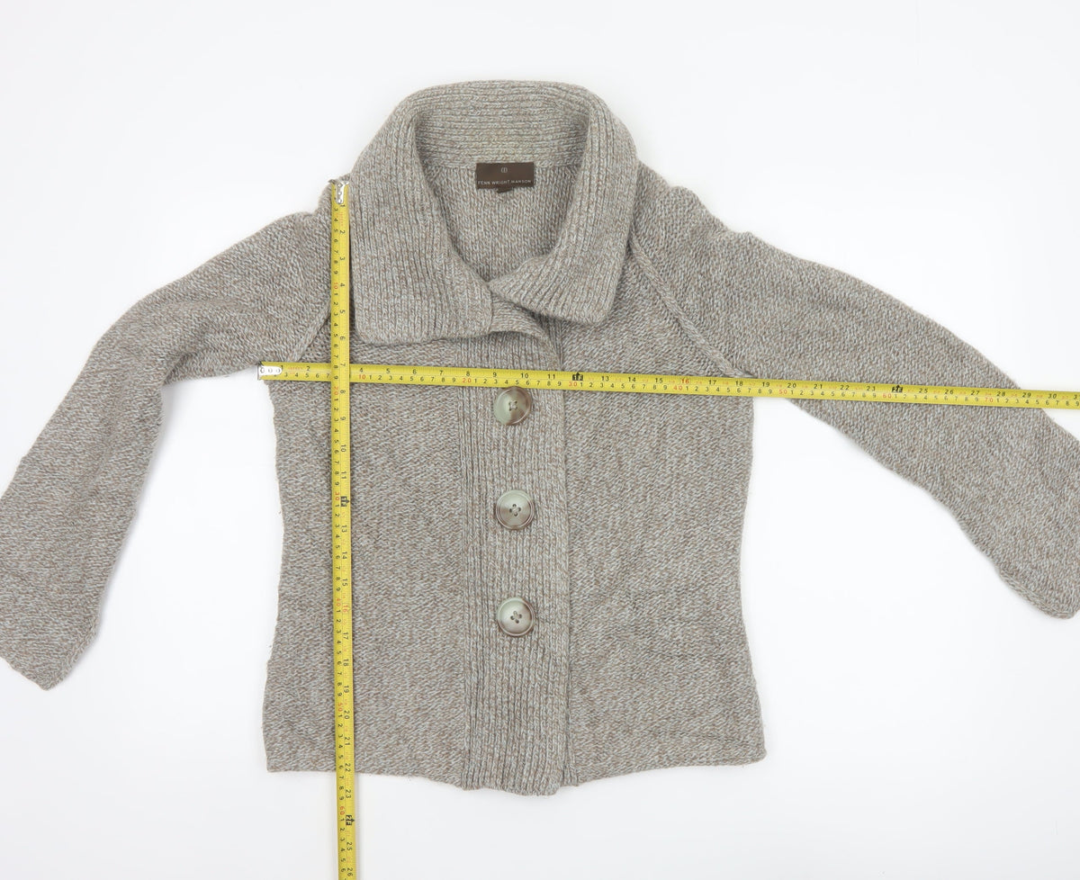 Fenn Wright Manson Women Beige Size 10 Chunky Knit Cowl Cardigan