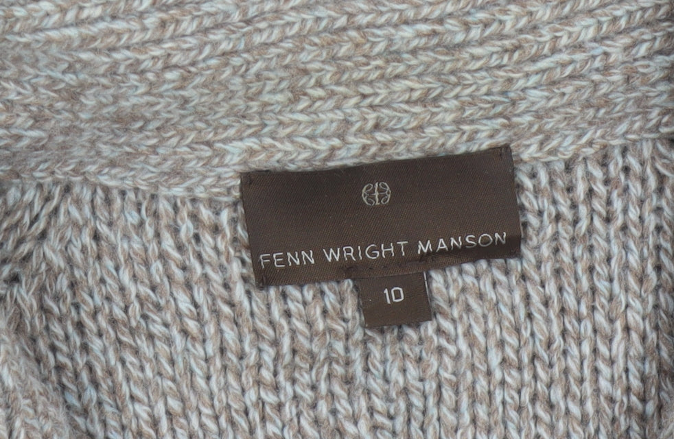 Fenn Wright Manson Women Beige Size 10 Chunky Knit Cowl Cardigan
