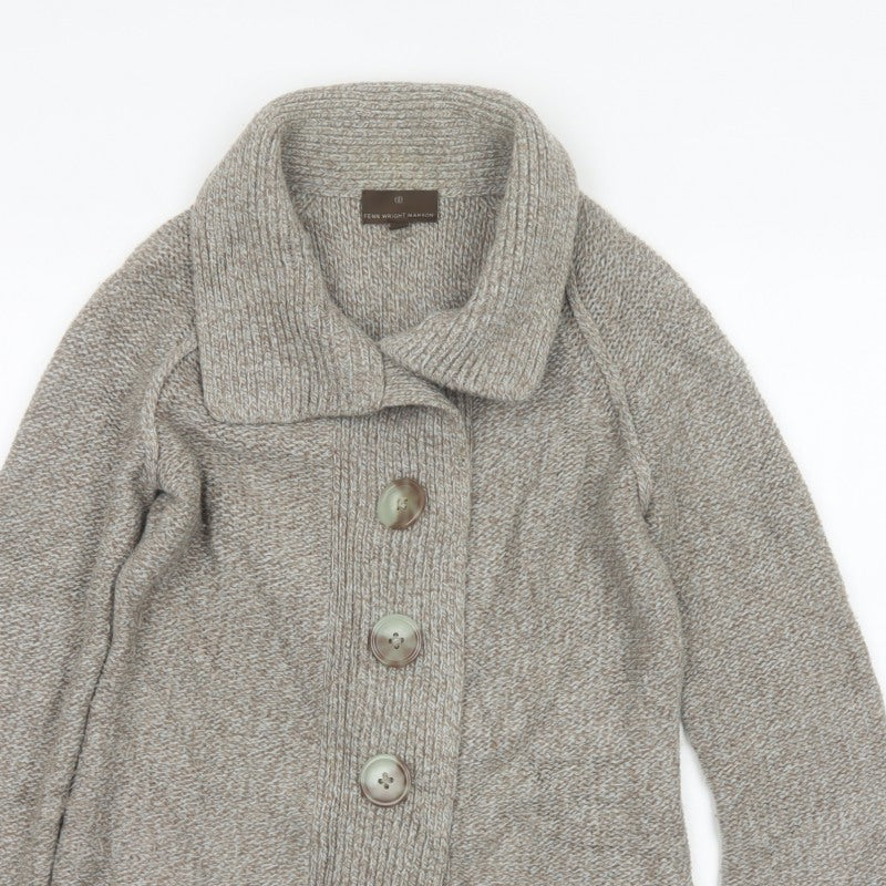 Fenn Wright Manson Women Beige Size 10 Chunky Knit Cowl Cardigan