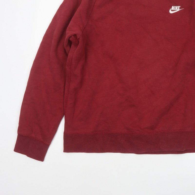 Nike Men's Red L Crew Neck Pullover Sweatshirt Embroidered Logo