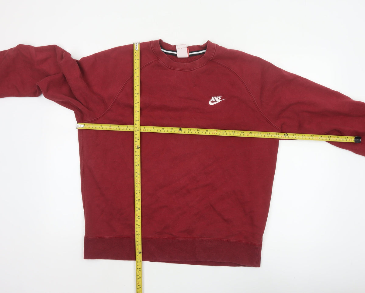 Nike Men's Red L Crew Neck Pullover Sweatshirt Embroidered Logo