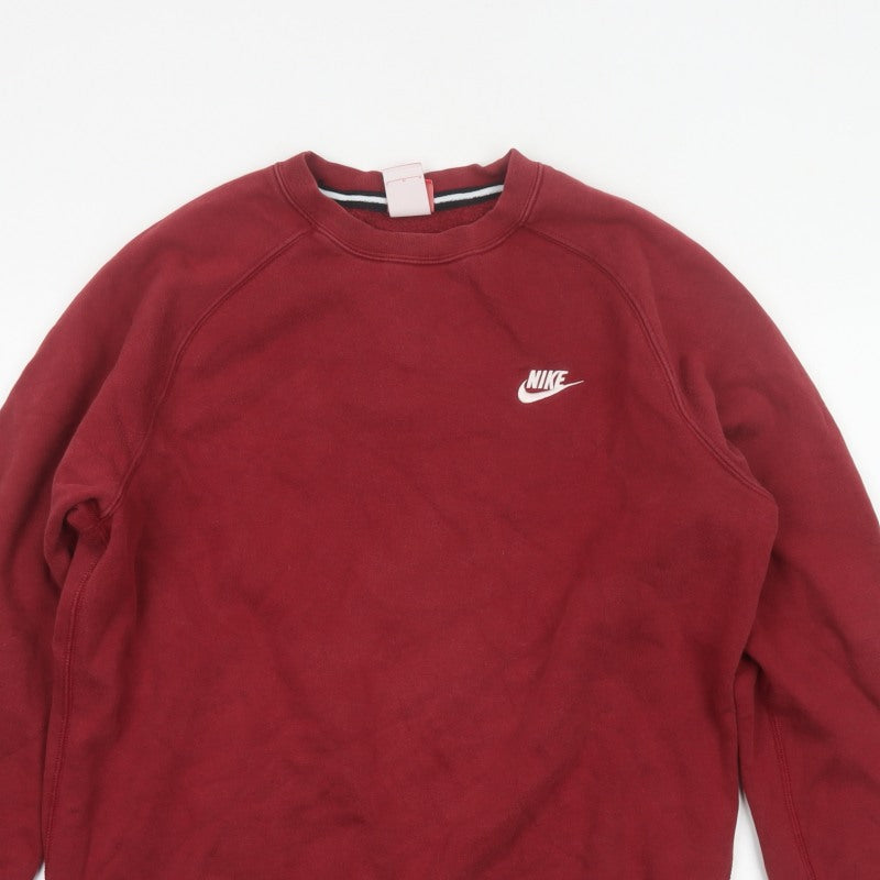 Nike Men's Red L Crew Neck Pullover Sweatshirt Embroidered Logo