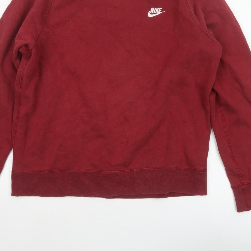 Nike Men's Red L Crew Neck Pullover Sweatshirt Embroidered Logo