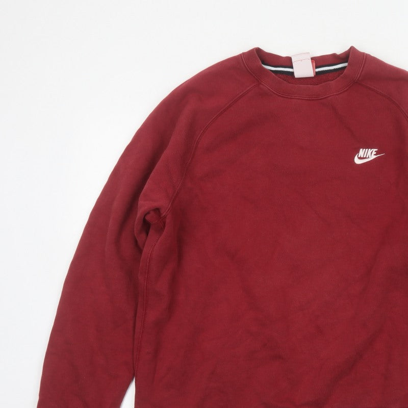 Nike Men's Red L Crew Neck Pullover Sweatshirt Embroidered Logo